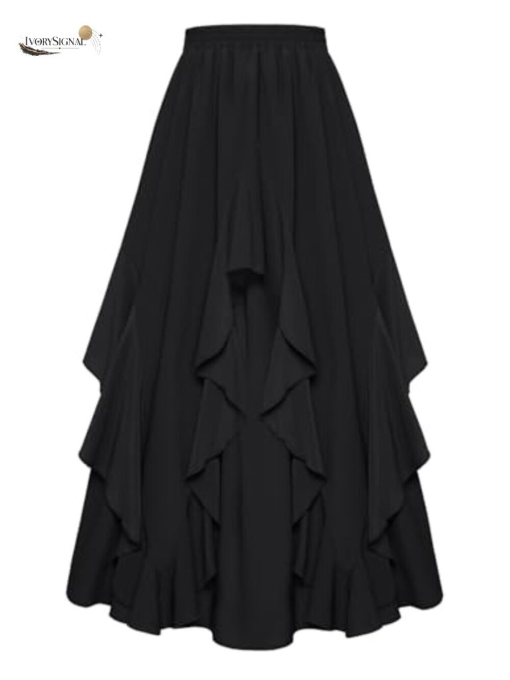 Women Renaissance Maxi Skirt Ruffled Flowy A-Line with Pockets